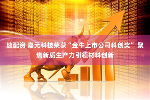 速配资 嘉元科技荣获“金牛上市公司科创奖” 聚焦新质生产力引领材料创新