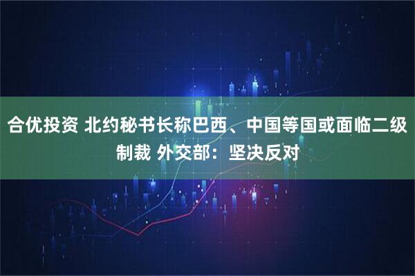 合优投资 北约秘书长称巴西、中国等国或面临二级制裁 外交部：坚决反对